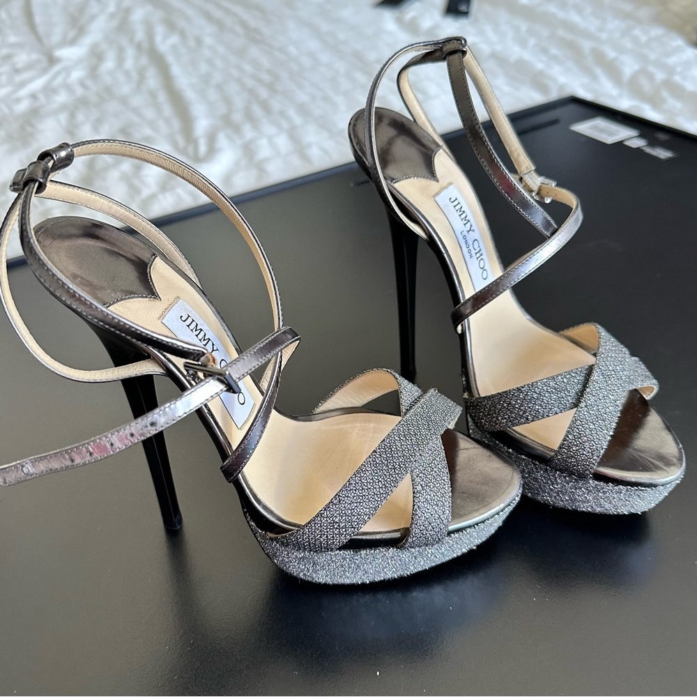 Jimmy Choo Glitter Platform Heels size 7.5